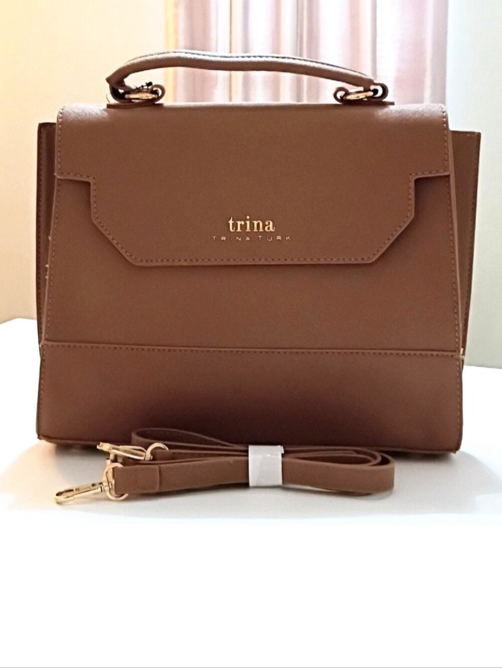 Trina Turk Tan Top-Handle Satchel Bag